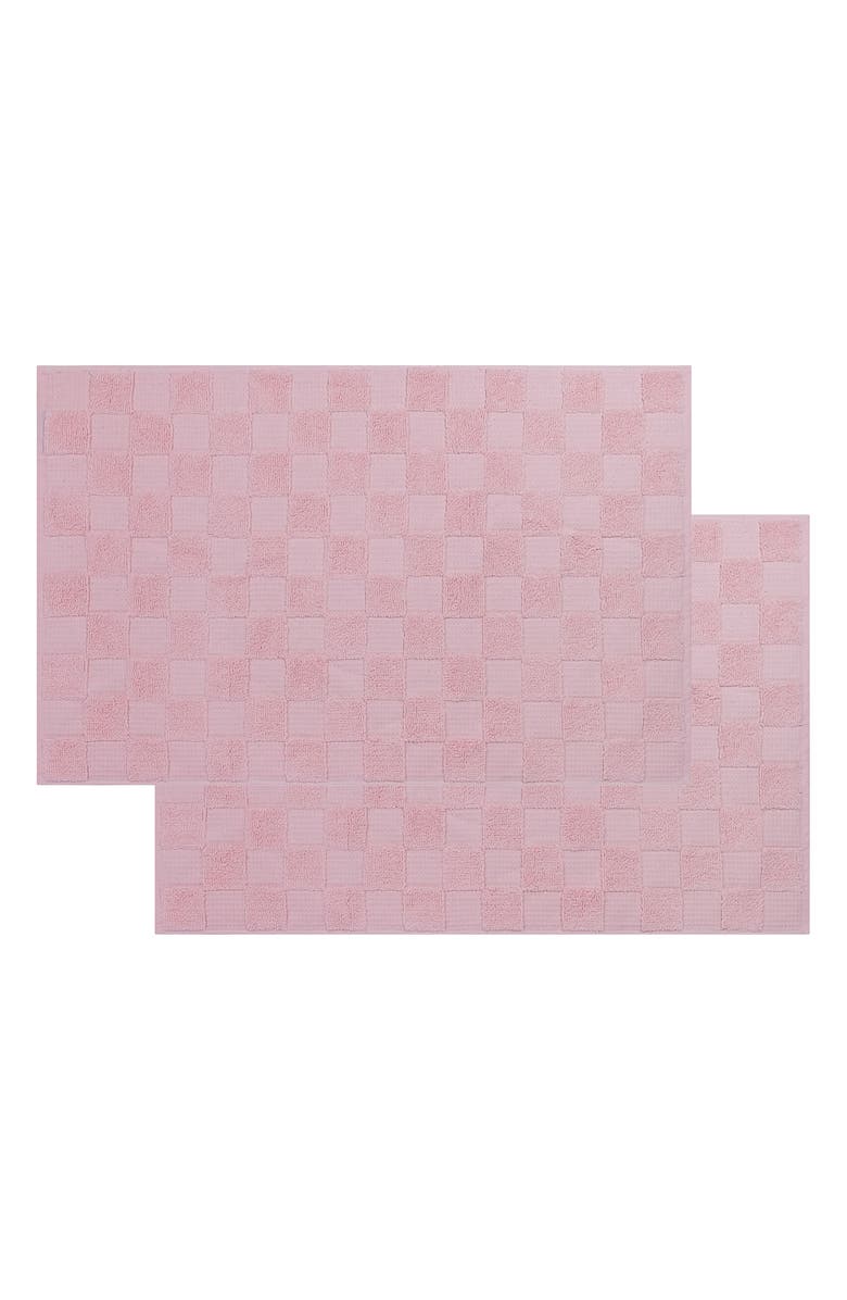 DePera Waffle Terry 2-Piece Turkish Cotton Bath Mat Set, Alternate, color, Blush