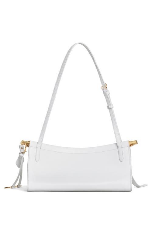 Shop Alaïa Small Le Click East/west Leather Shoulder Bag In Blanc Optique