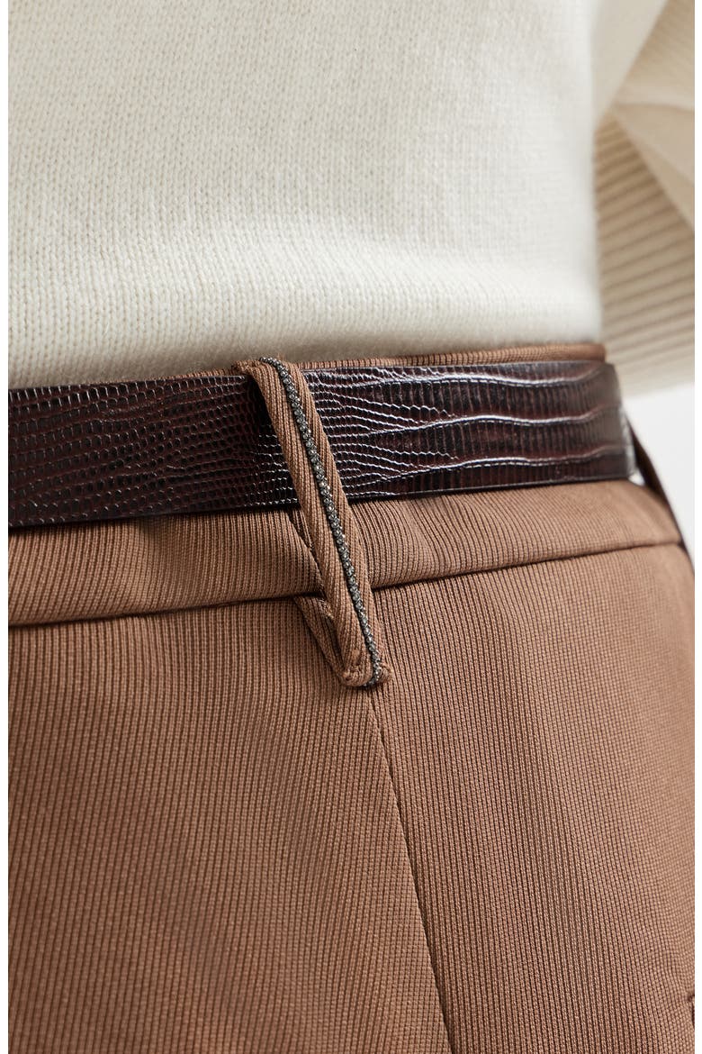 Virgin wool tricotine trousers, Alternate, color, Brown