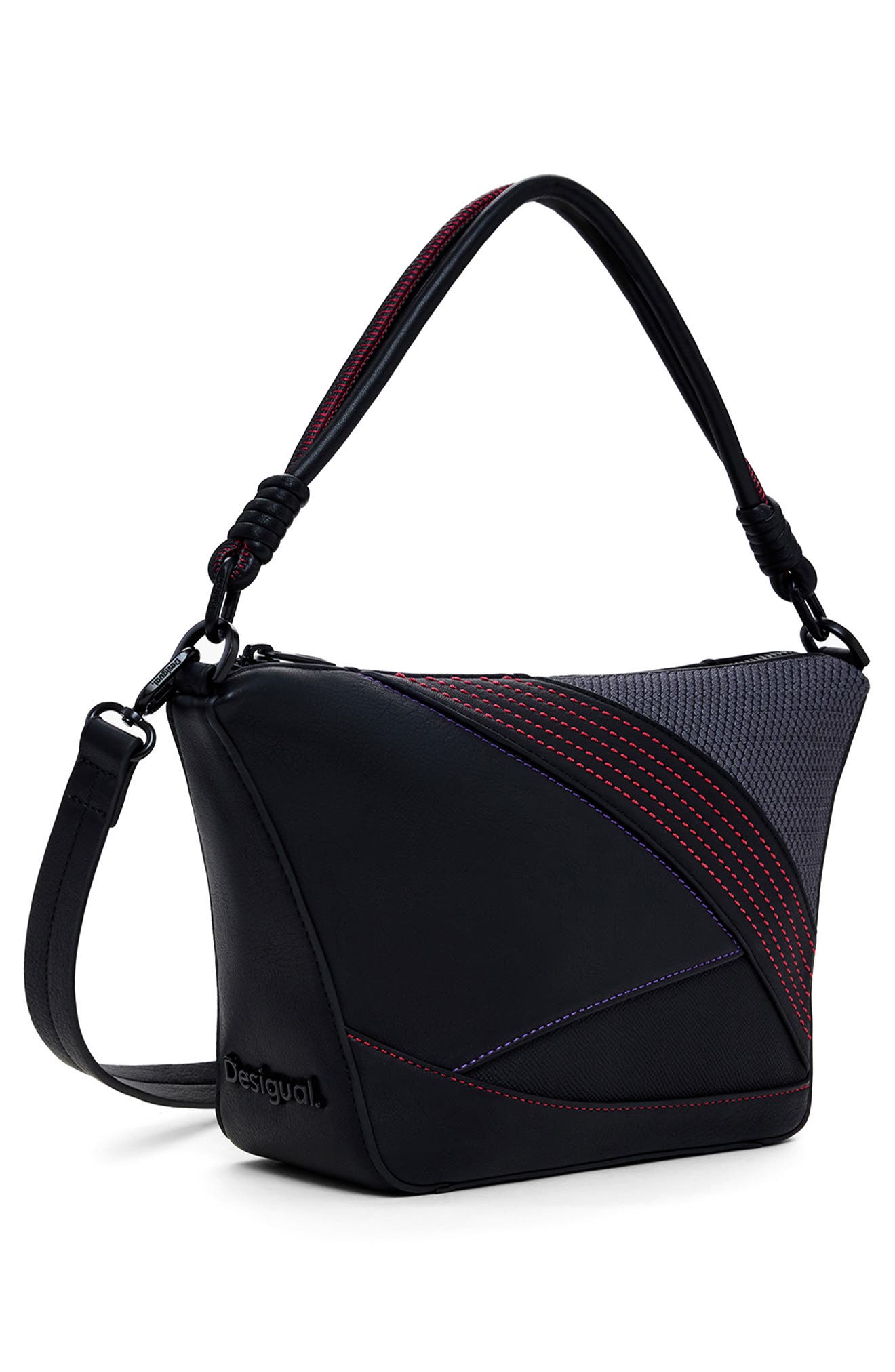 Desigual Faux Leather Handbag, Alternate, color, Black Multi