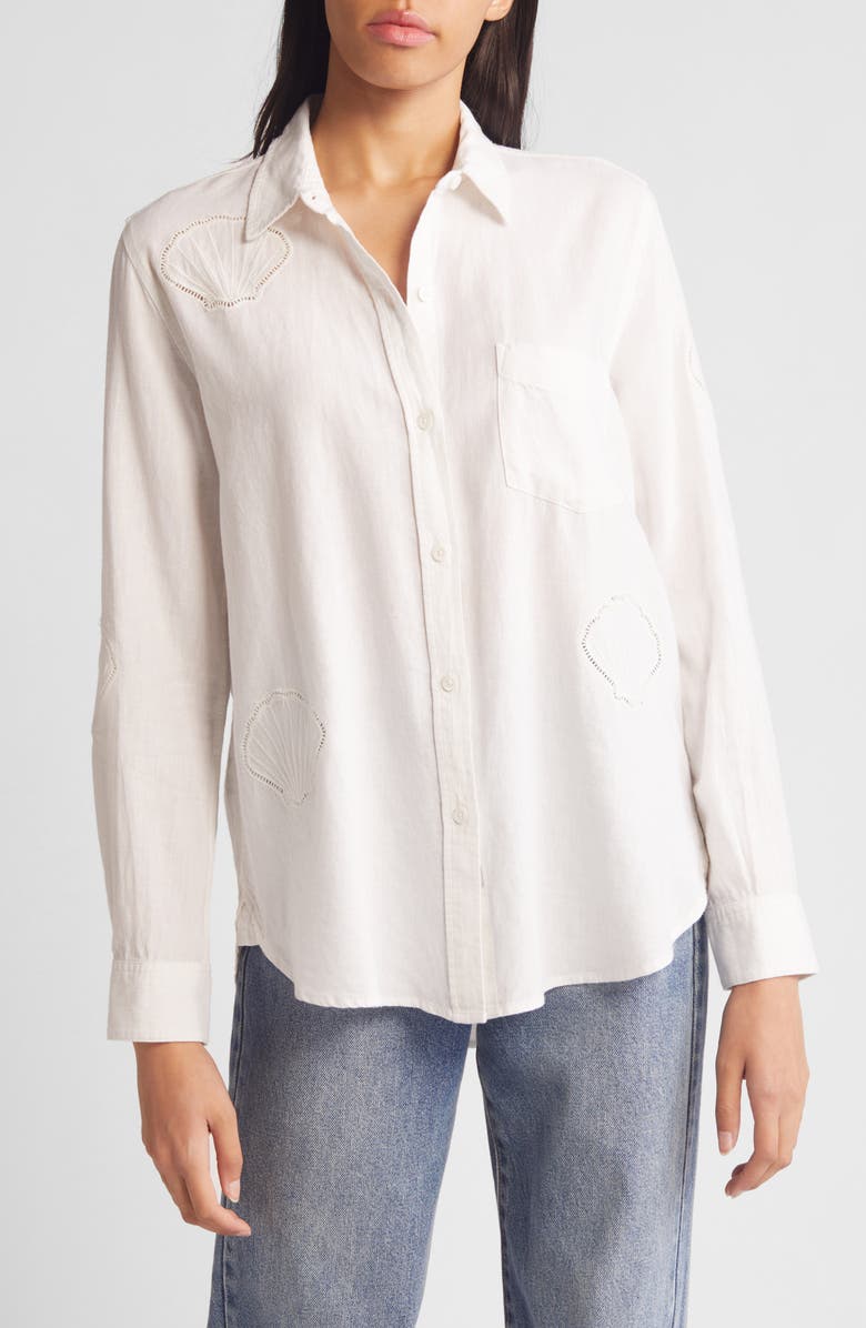 Rails Charli Seashell Linen Blend Button-Up Shirt | Nordstromrack