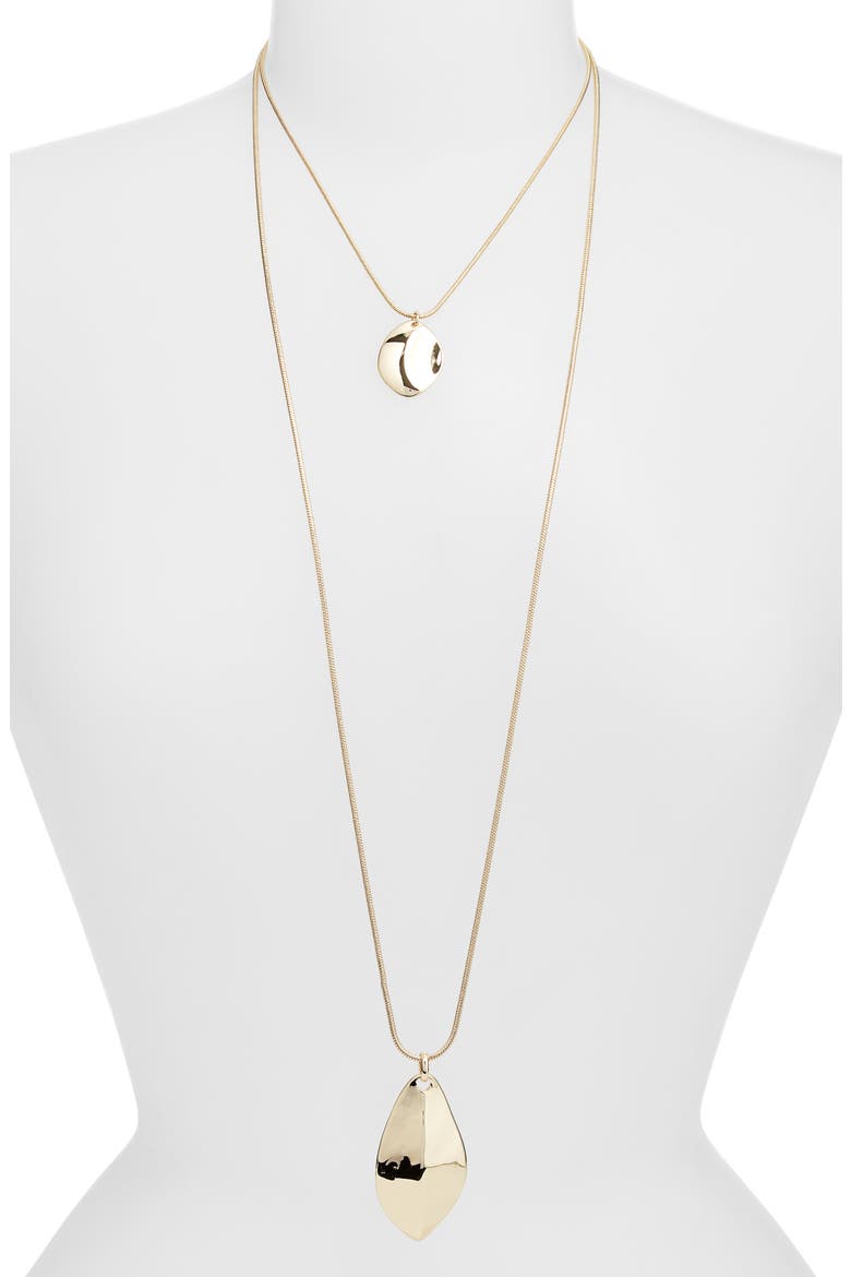 Layered Organic Teardrop Necklace, Main, color, GOLD