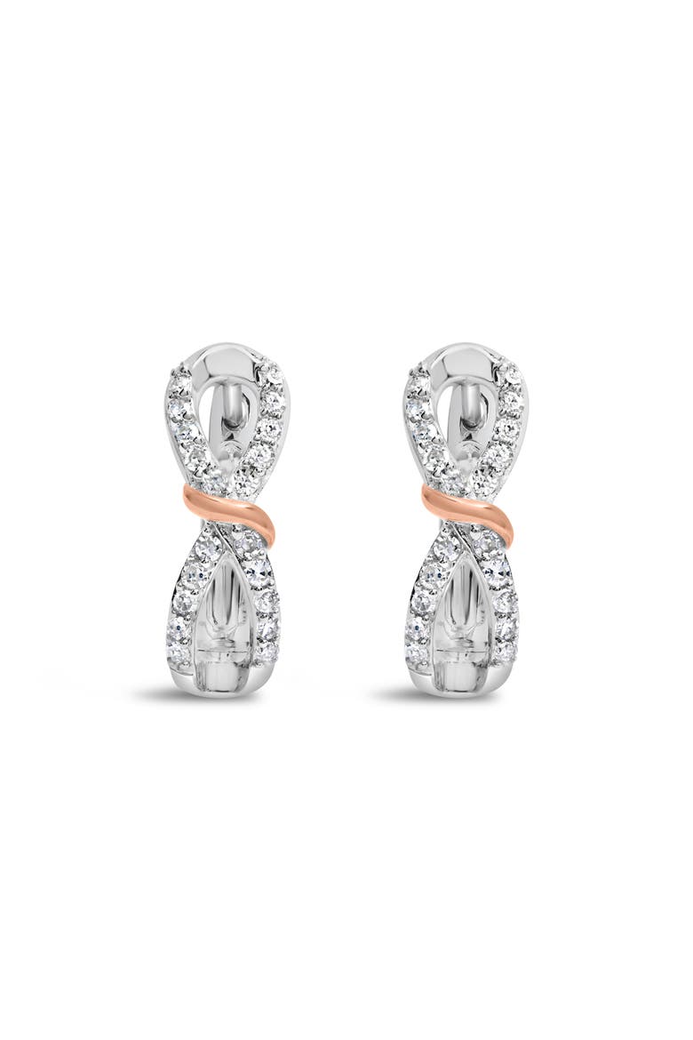 10K White and Rose Gold 1/3 Ct Diamond Infinite and Ribbon Hoop Earrings, Alternate, color, White