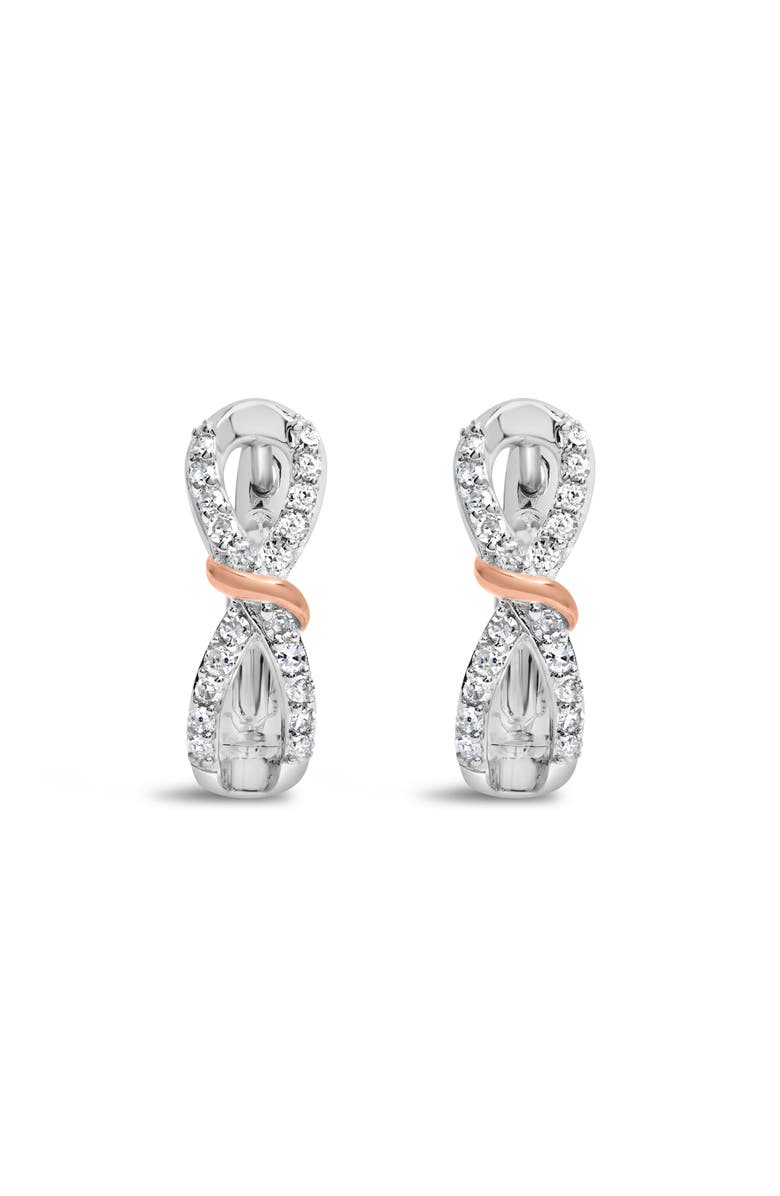 Haus of Brilliance 10K White and Rose Gold 1/3 Ct Diamond Infinite and Ribbon Hoop Earrings, Alternate, color, White