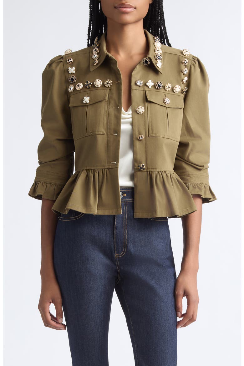 Delanie Mixed Button Jacket, Main, color, DARK OLIVE