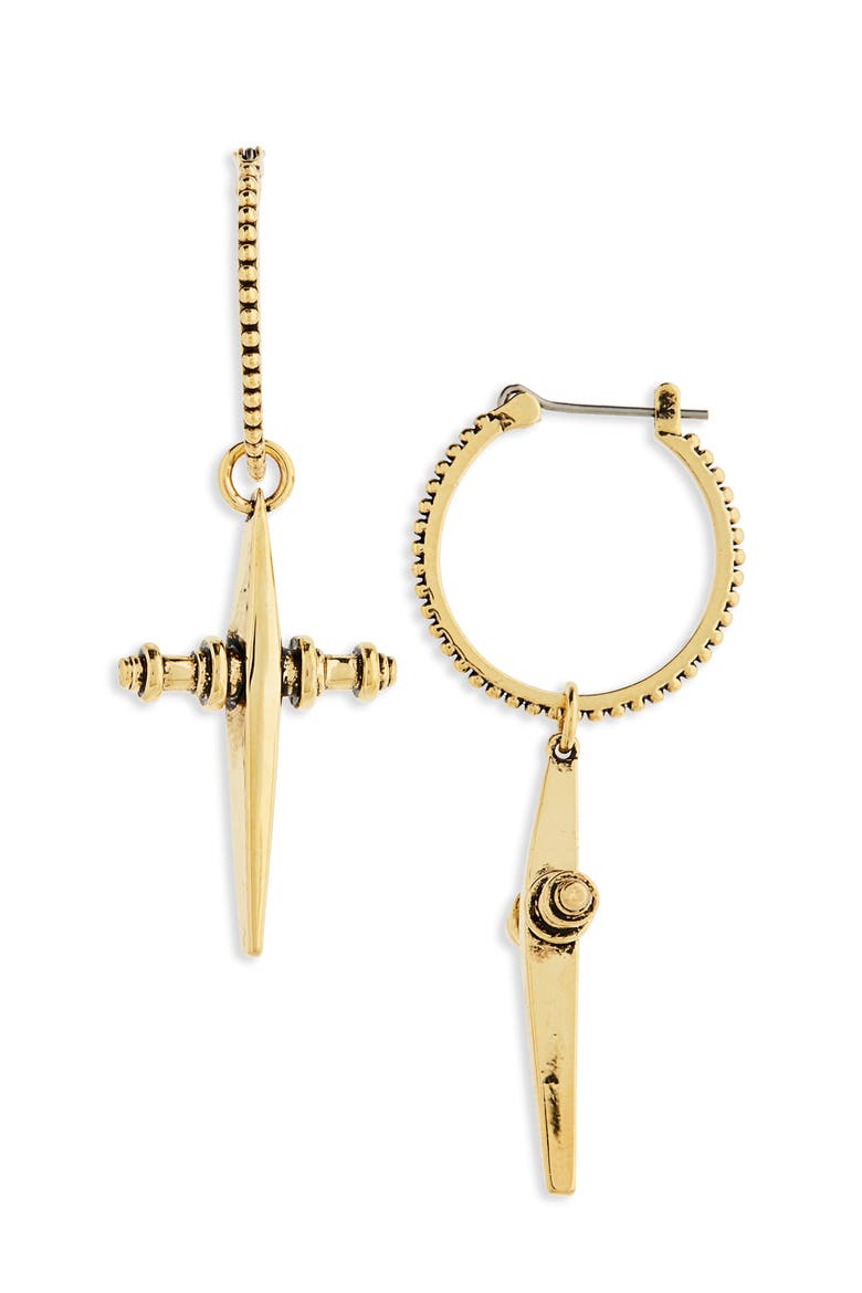 Cross Hoop Earrings, Main, color, GOLD