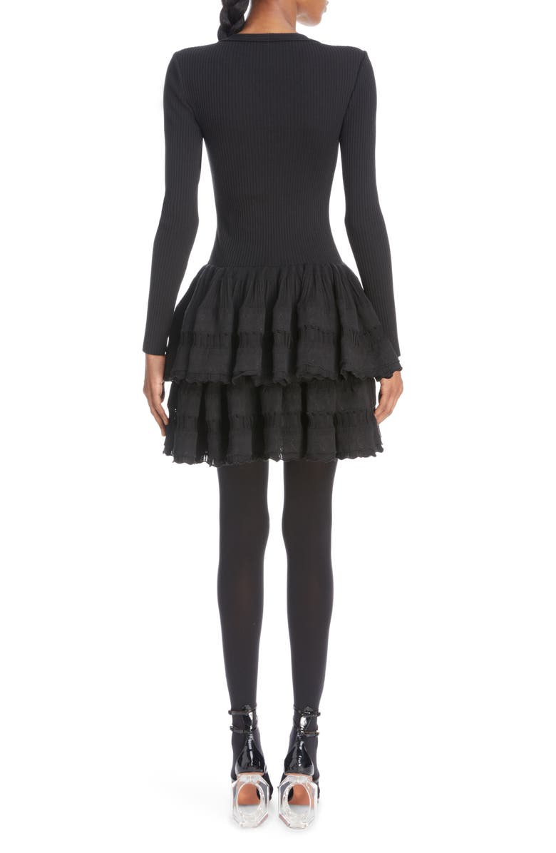 Alaïa Rib Knit Crinoline Minidress, Alternate, color,