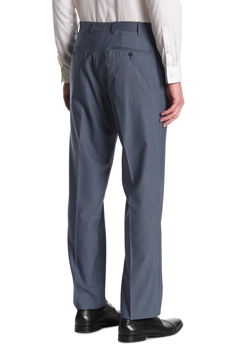 Wool Blend Flat Front Trousers, Alternate, color, BLUE
