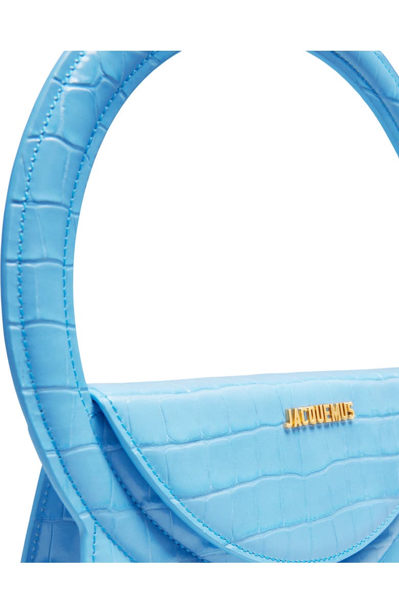 Jacquemus Le Sac Rond Croc Embossed Leather Top Handle Bag, Alternate, color,