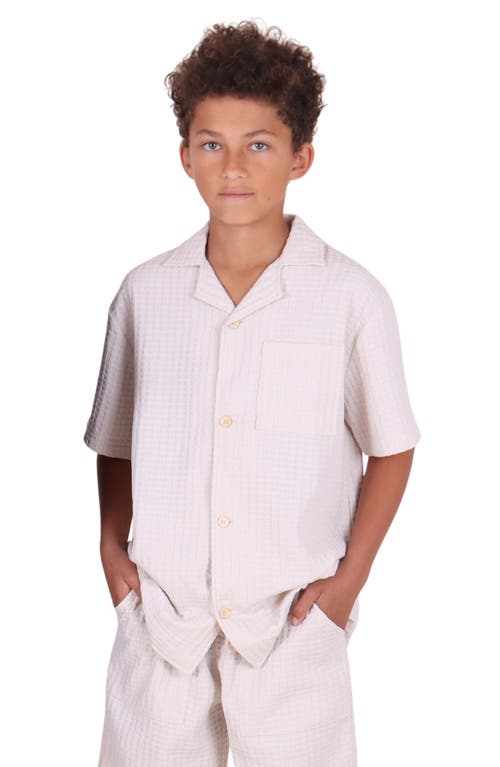 Tiny Tribe Kids' Short Sleeve Solid Button-up Shirt In Grey