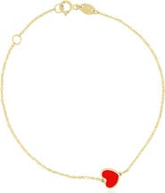 The Lovery Fine Jewelry Mini Coral Single Heart Bracelet