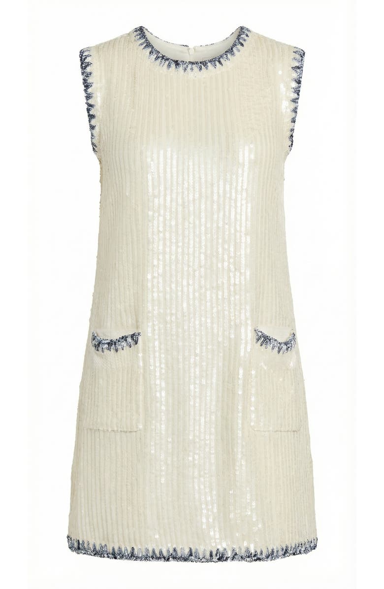 Modenaire Sleeveless Sequin Knit Mini Dress, Alternate, color, Ivory / Dark Trim