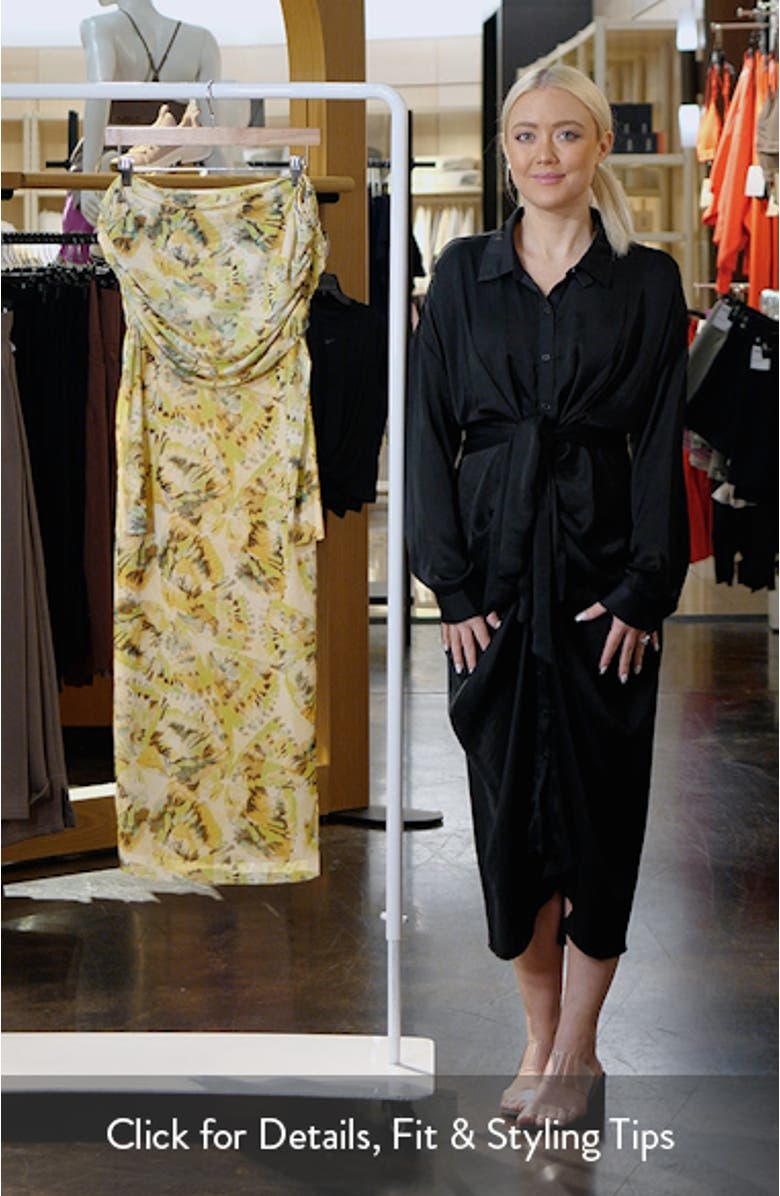 Cornelia Off the Shoulder Long Sleeve Mesh Midi Dress, sales video thumbnail