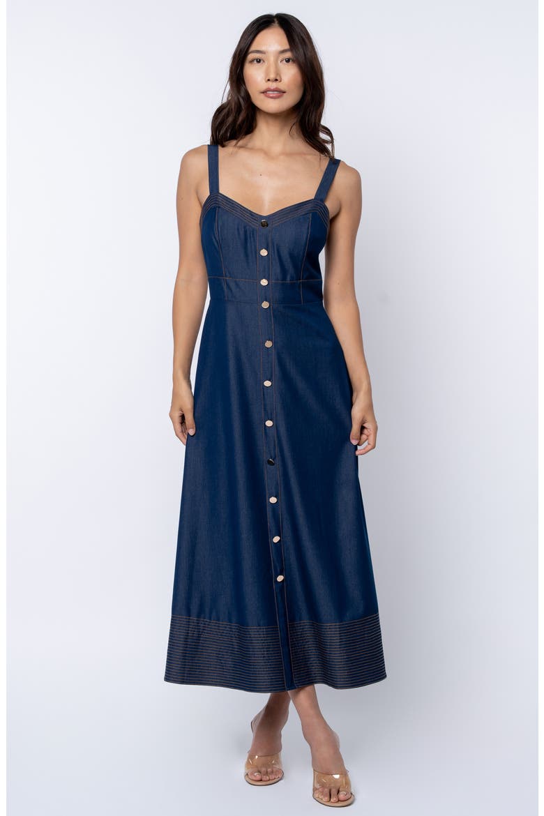 Molli Seamed Chambray Sundress, Alternate, color, NAVY