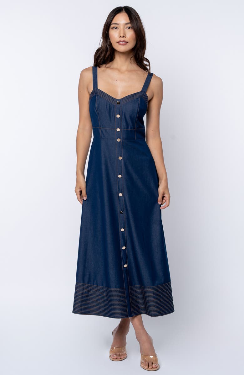CIEBON Molli Seamed Chambray Sundress, Alternate, color, Navy