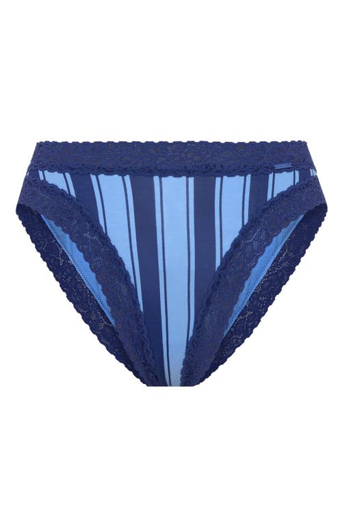 Savage X Fenty Essentials Lace Trim Stretch Cotton Cheeky Briefs In Blue