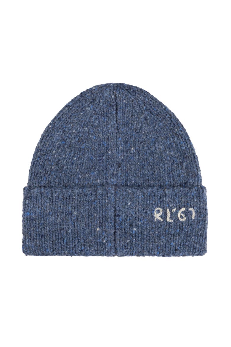 Knit Tweed Polo Beanie, Alternate, color, Rustic Navy