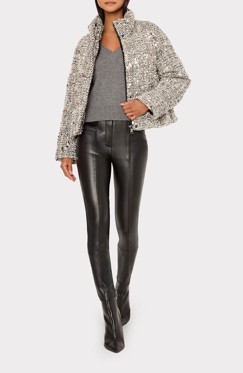 Milly Hayes Sequin Tweed Jacket, Alternate, color, Black Mult