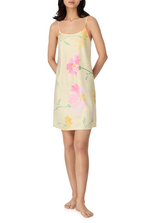 Ralph Lauren Lauren  Floral Satin Chemise In Yellow Floral