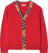 Burberry Check Trim Wool Cardigan