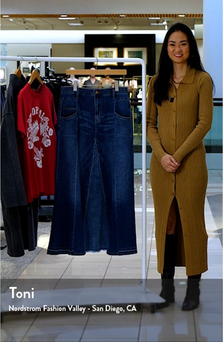 Bliss Flare Denim Maxi Skirt, sales video thumbnail