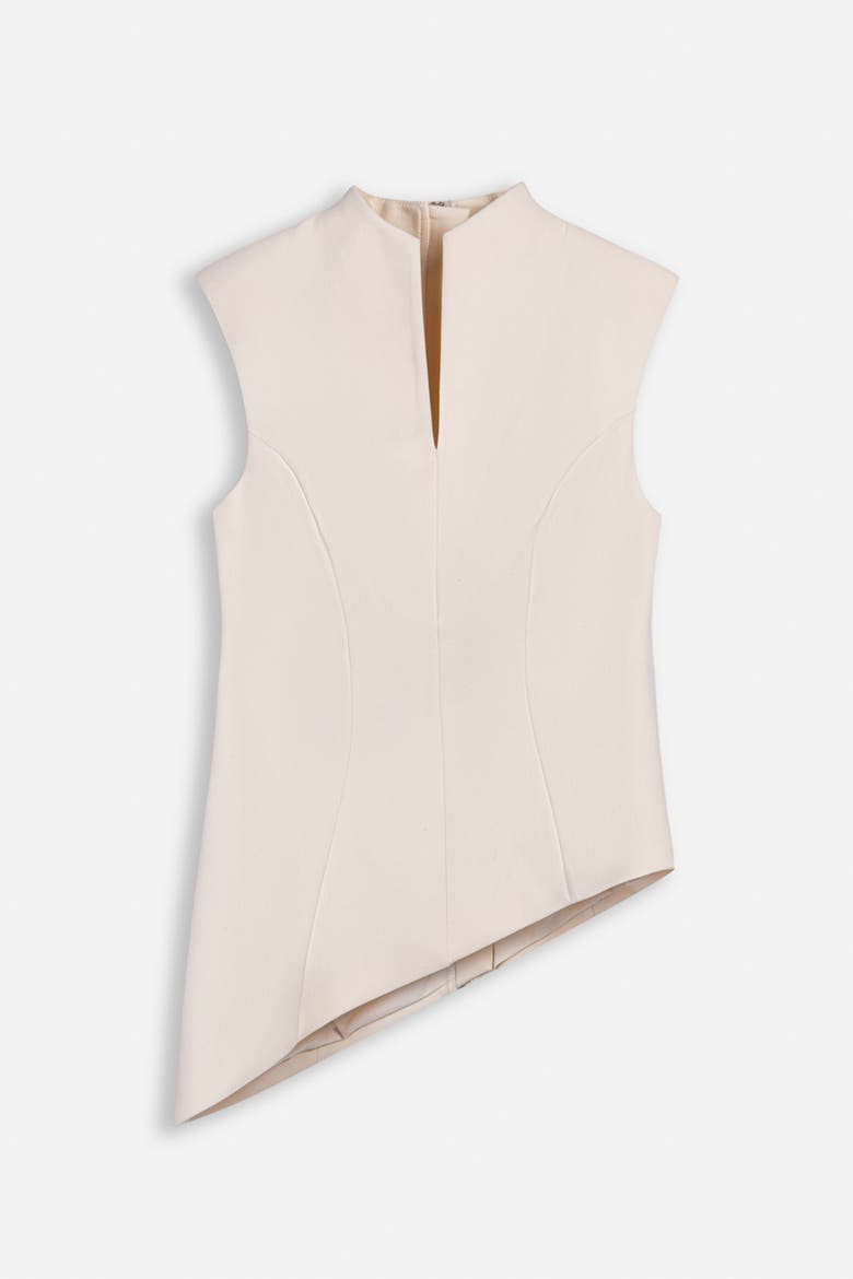 Padded Shoulder Asymmetric Blouse, Alternate, color, Ivory