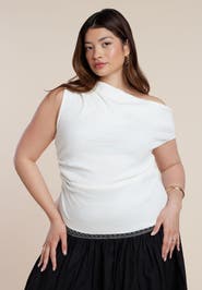 ELOQUII Asymmetrical Shirred Top