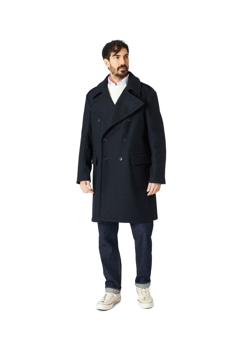Winston Double-Breasted Wool Coat, Alternate, color, GREEN