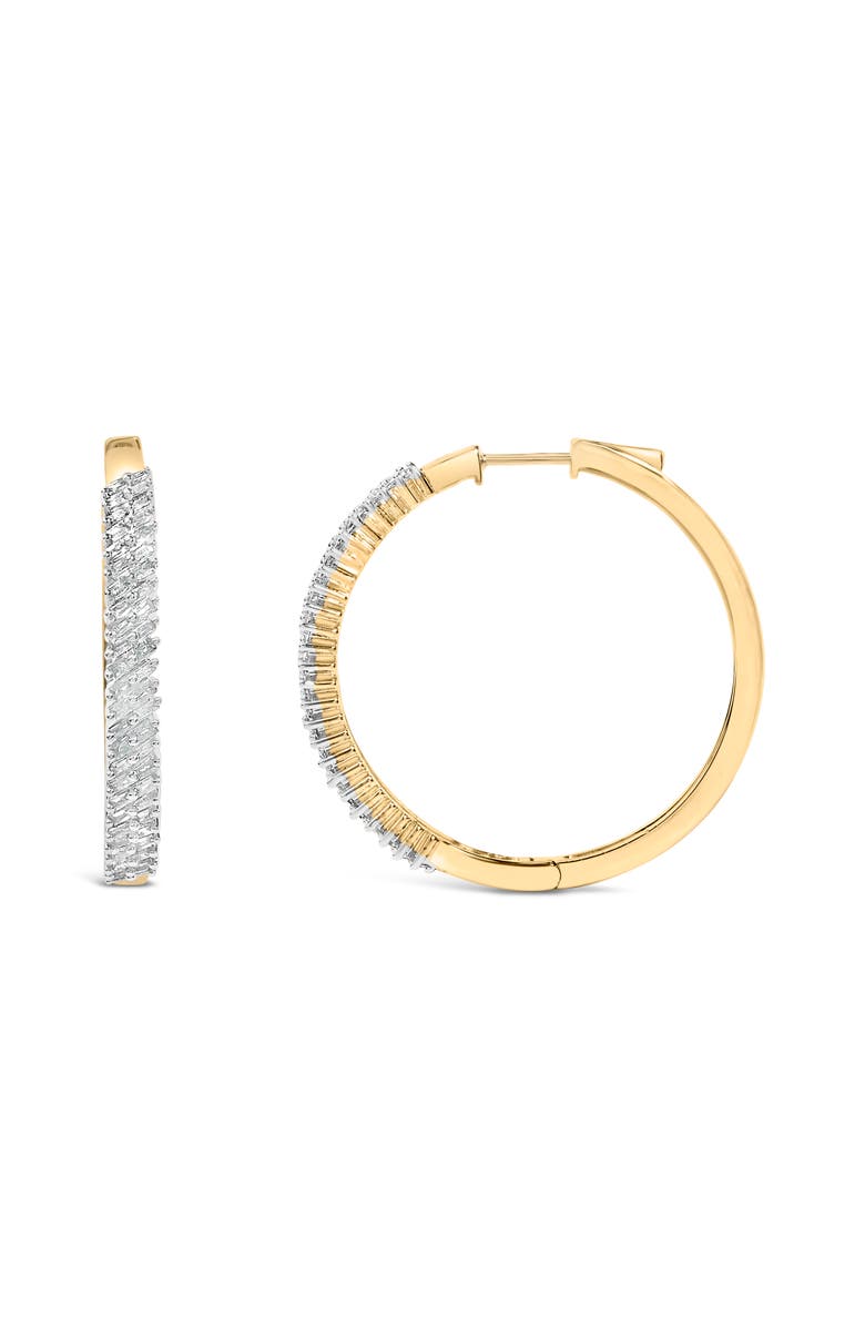Haus of Brilliance 14K Yellow Gold Plated .925 Sterling Silver 1.0 Cttw Baguette Diamond Hoop Earrings, Alternate, color, Yellow Gold Over Silver