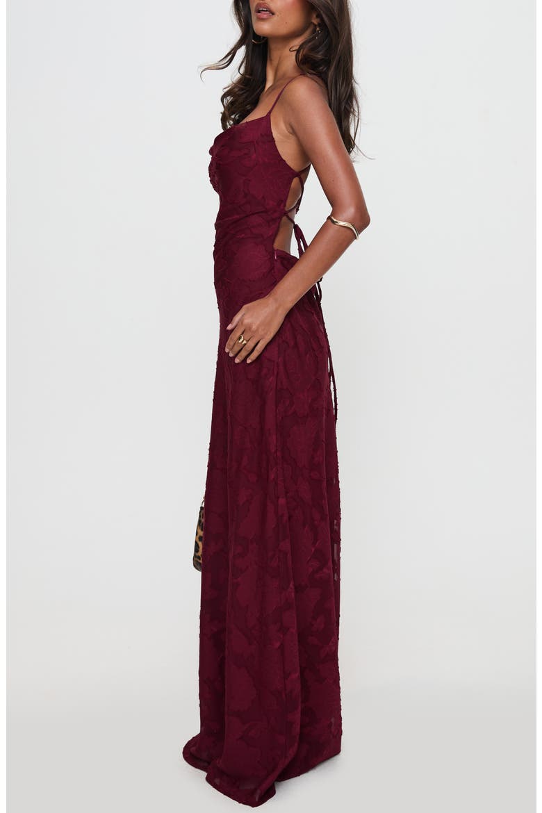 Celena Floral Burnout Maxi Dress, Alternate, color, BURGUNDY BURNOUT