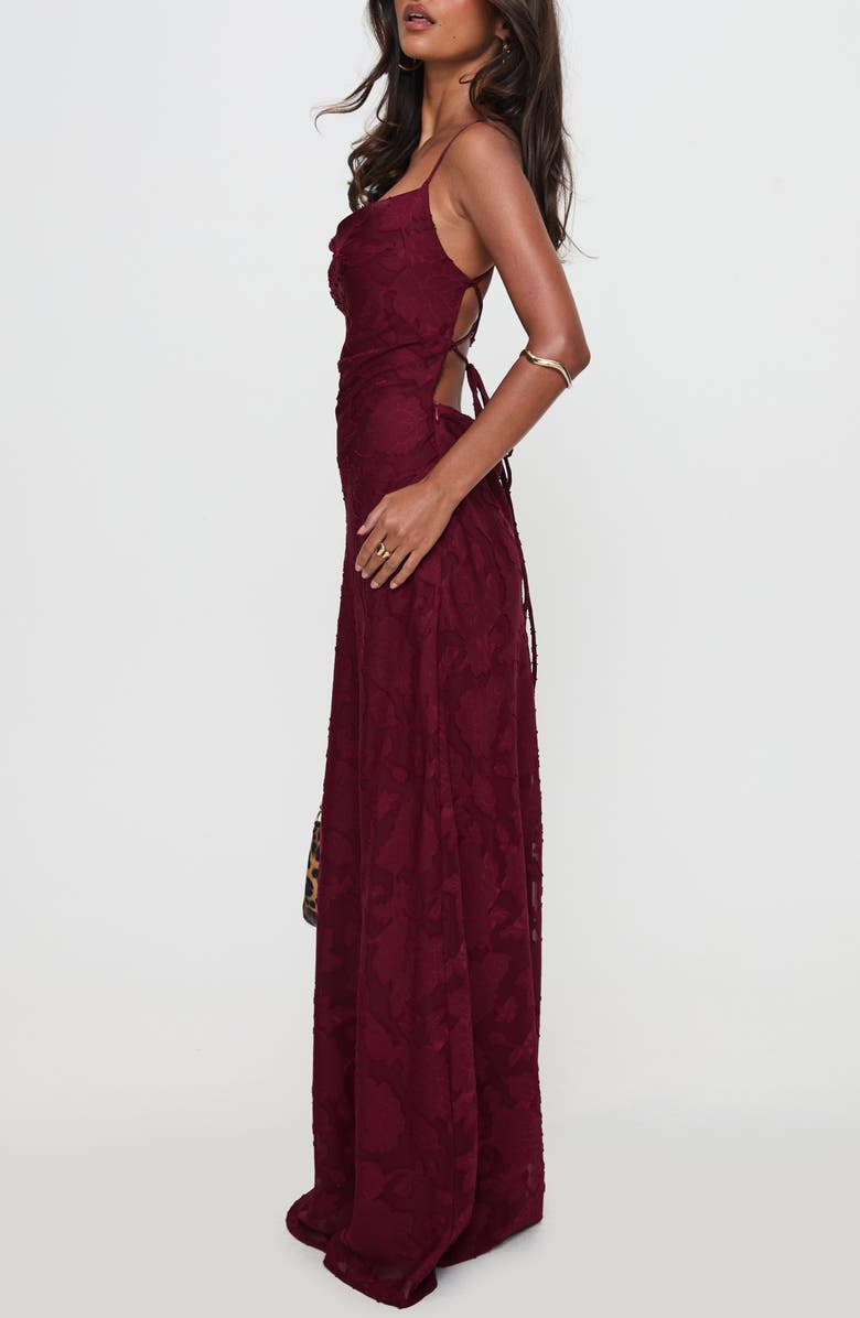 Princess Polly Celena Floral Burnout Maxi Dress, Alternate, color, Burgundy Burnout