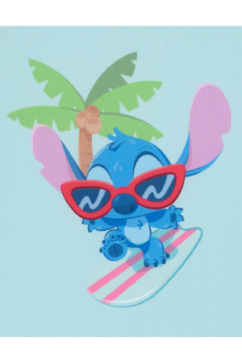 Lilo & Stitch Swimwear 2-Piece Rash Guard and Swim Trunks Set, Alternate, color, Aqua Stitch Scrump