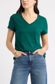 Caslon® Cotton & Modal V-Neck T-Shirt
