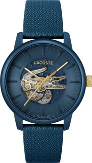 Lacoste 12.12 Automatique Leather Strap Watch, 44mm