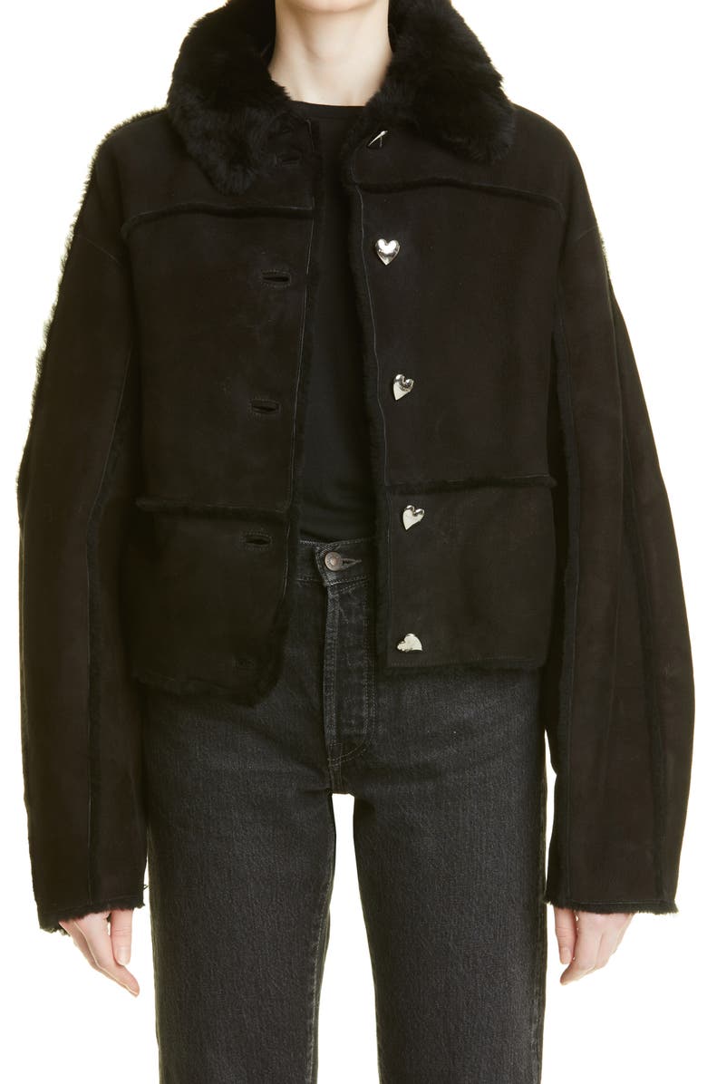Saks Potts Kahlo Genuine Shearling Crop Jacket, Main, color,
