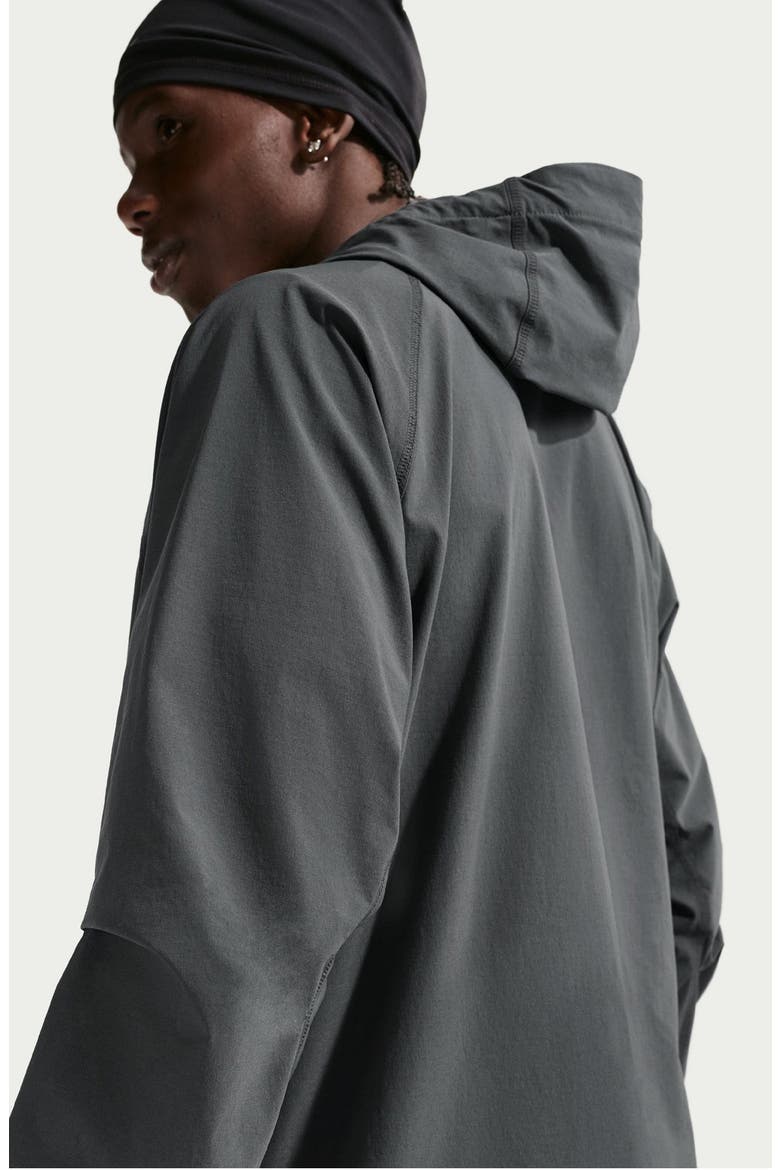 Dri-FIT Oversize Stretch Nylon Hooded Windrunner Jacket, Alternate, color, BLACK