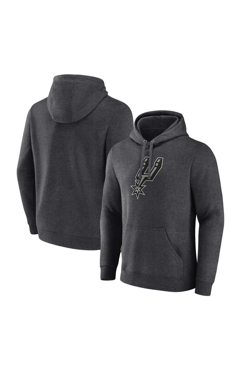 FANATICS Men's Fanatics Branded  Heather Charcoal San Antonio Spurs Primary Logo Pullover Hoodie, Alternate, color, 