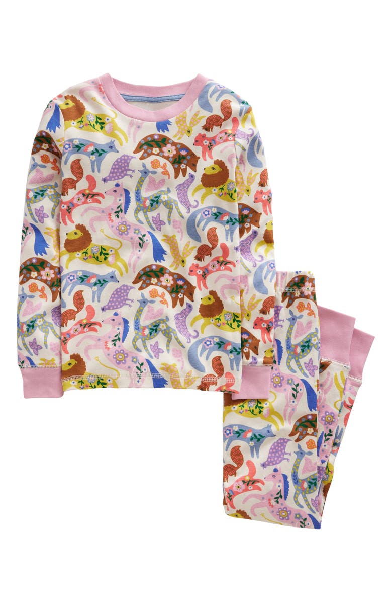 Mini Boden Kids' Folk Art Fitted Two-Piece Cotton Pajamas, Main, color, 