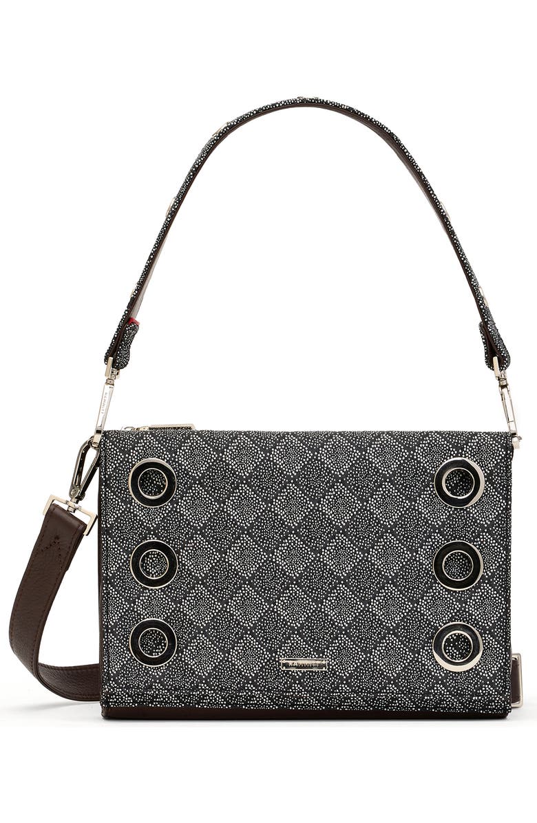 HAMMITT Small Montana Jacquard & Leather Clutch, Main, color,