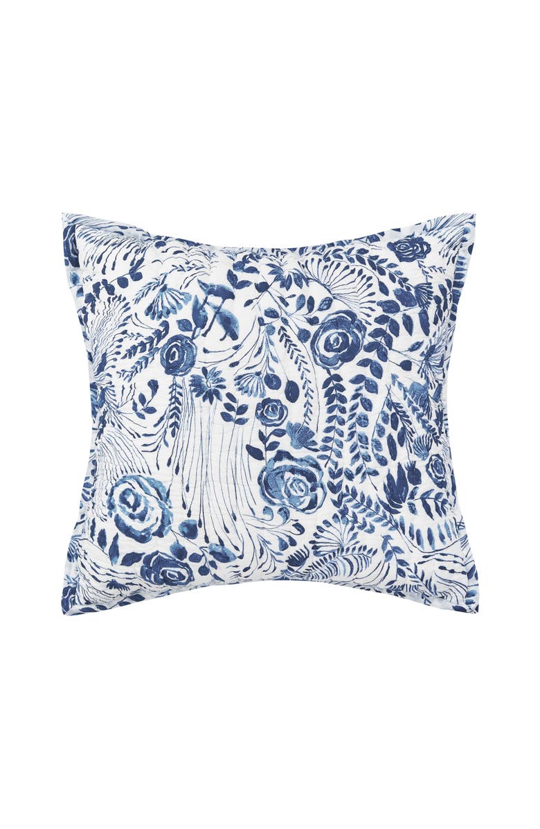 carol & frank 26" x 26" Starla Blue Floral Cotton Euro Sham, Main, color, Blue