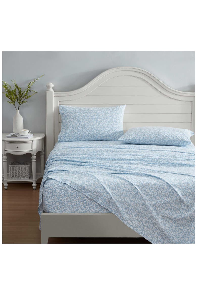 Heirloom Ditzy Cotton Percale Sheet Set, Alternate, color, BLUE
