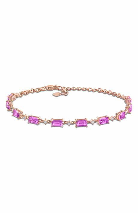 DELMAR Lab Created Pink & White Sapphire Bracelet