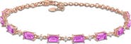 DELMAR Lab Created Pink & White Sapphire Bracelet