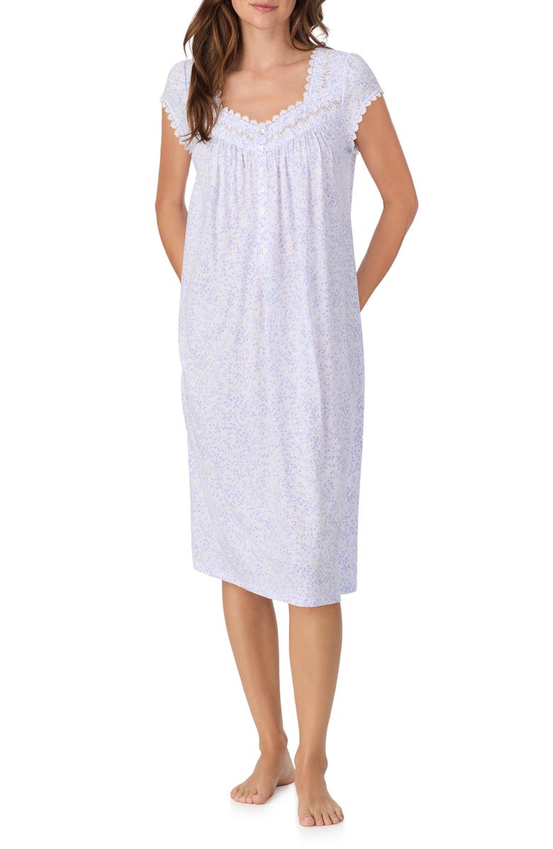 Eileen West Waltz Floral Nightgown, Main, color, Lavender Print