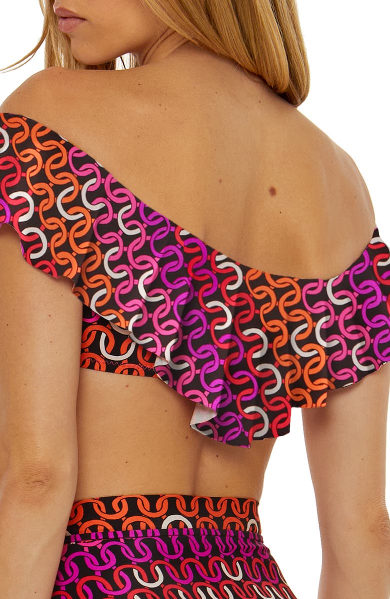 Trina Turk Echo Ruffle Off the Shoulder Bandeau Bikini Top, Alternate, color, Pink