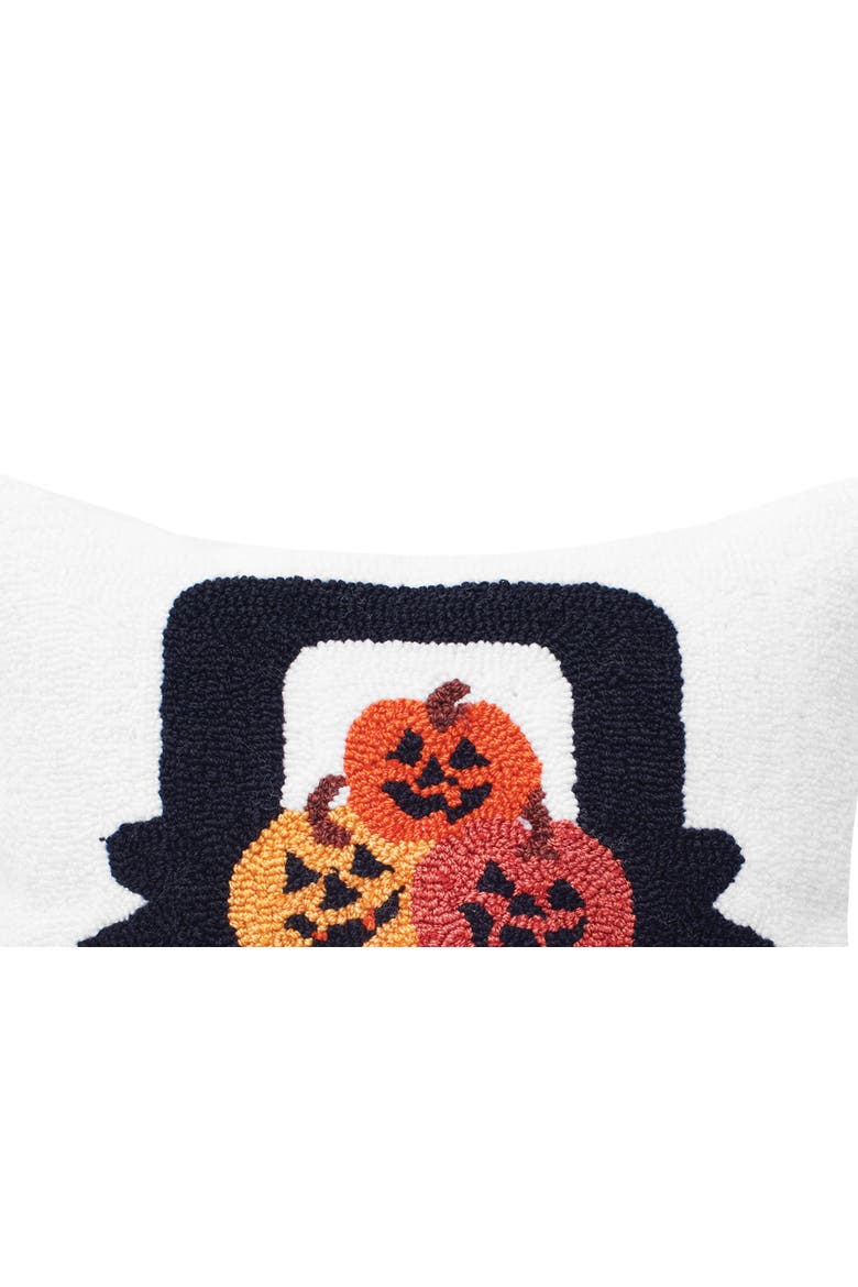 Pumpkin Truck Happy Halloween Hooked Throw Pillow, 3" x 18", Alternate, color, White