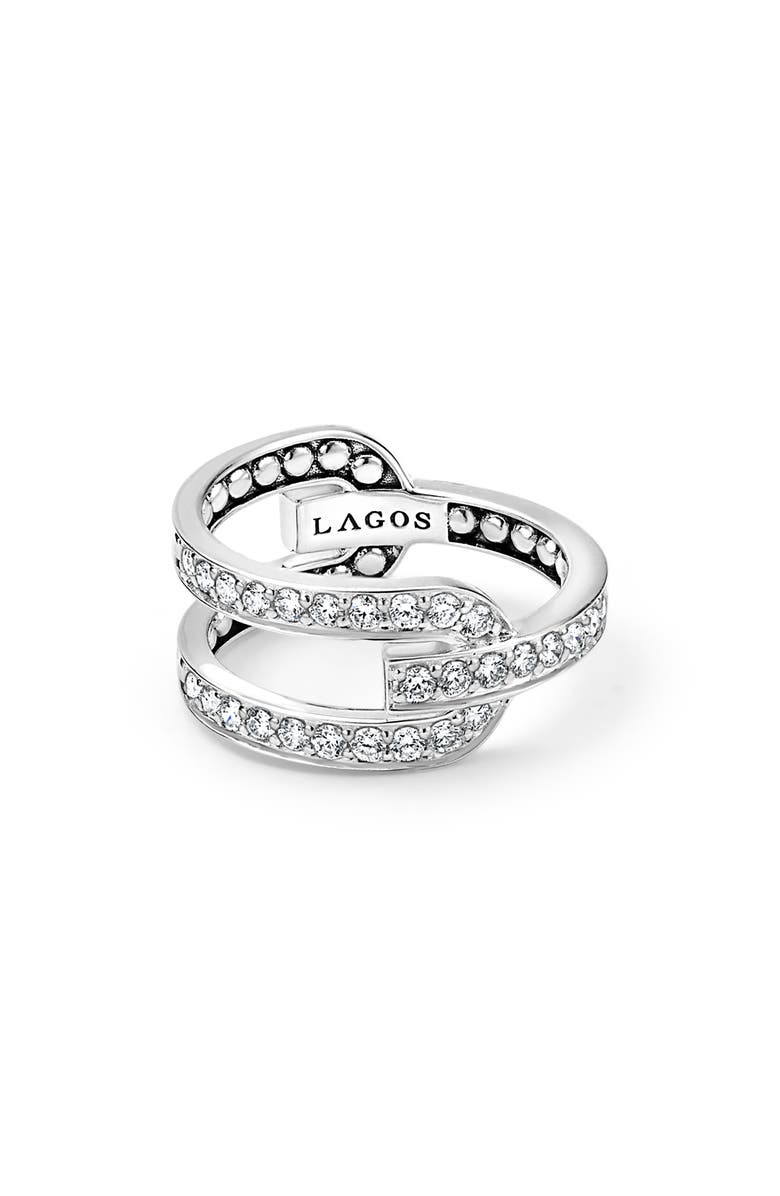 LAGOS Caviar Spark Linear Diamond Ring, Alternate, color, Silver