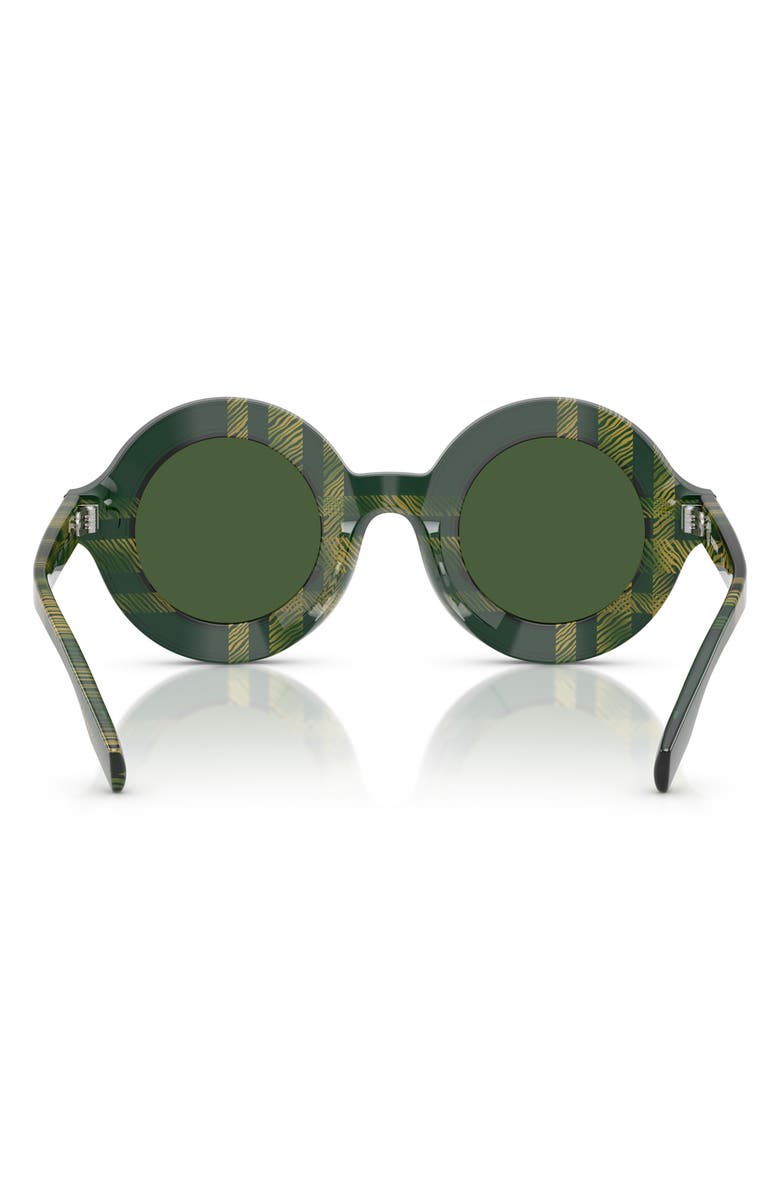 Burberry Kids' 40mm Round Sunglasses, Alternate, color, Green Check / Dark Green