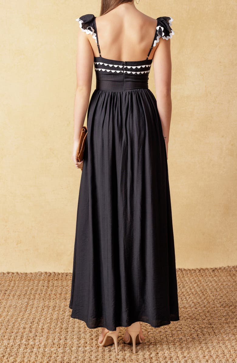 FLYING TOMATO Ruffle Strap Maxi Dress, Alternate, color, Black