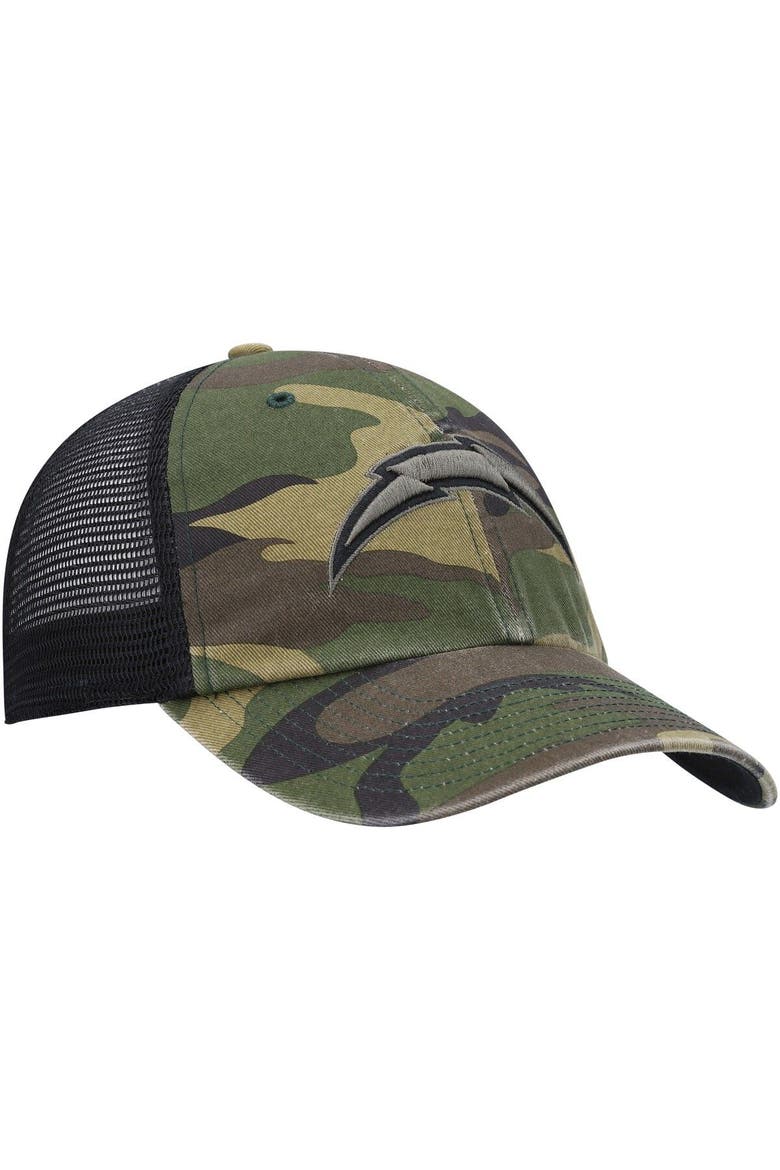 Men's '47 Camo Los Angeles Chargers Branson Clean Up Trucker Hat, Alternate, color, Camo